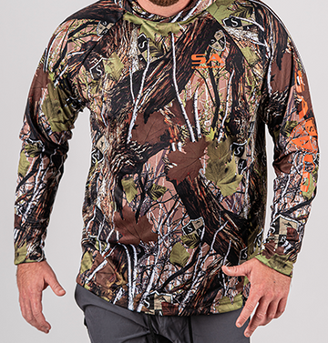 SA HOODED PERFORMANCE LONG SLEEVE SHIRT W/ CAMO DREGS